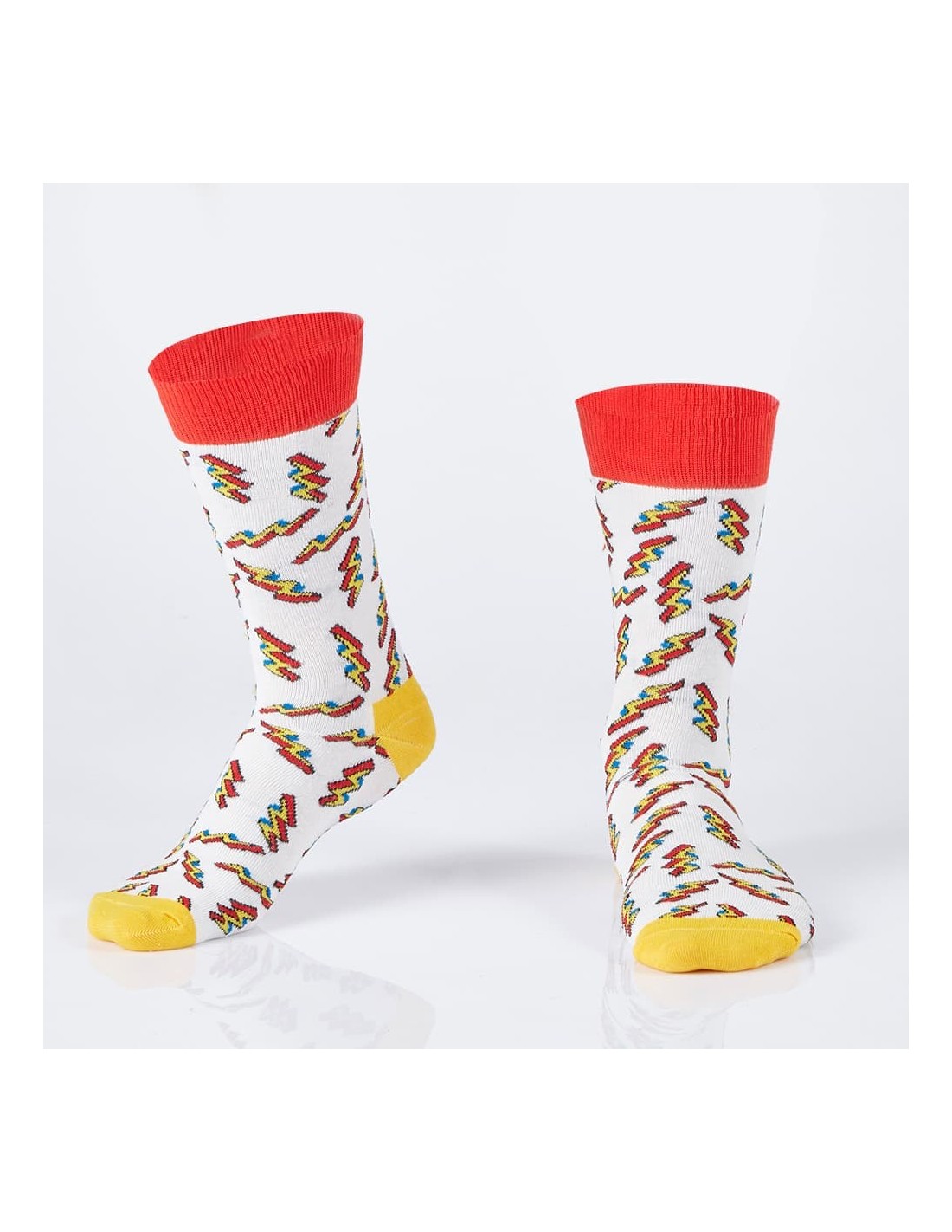 Cream men\'s socks with lightning bolts SM13 - Online store - Boutique